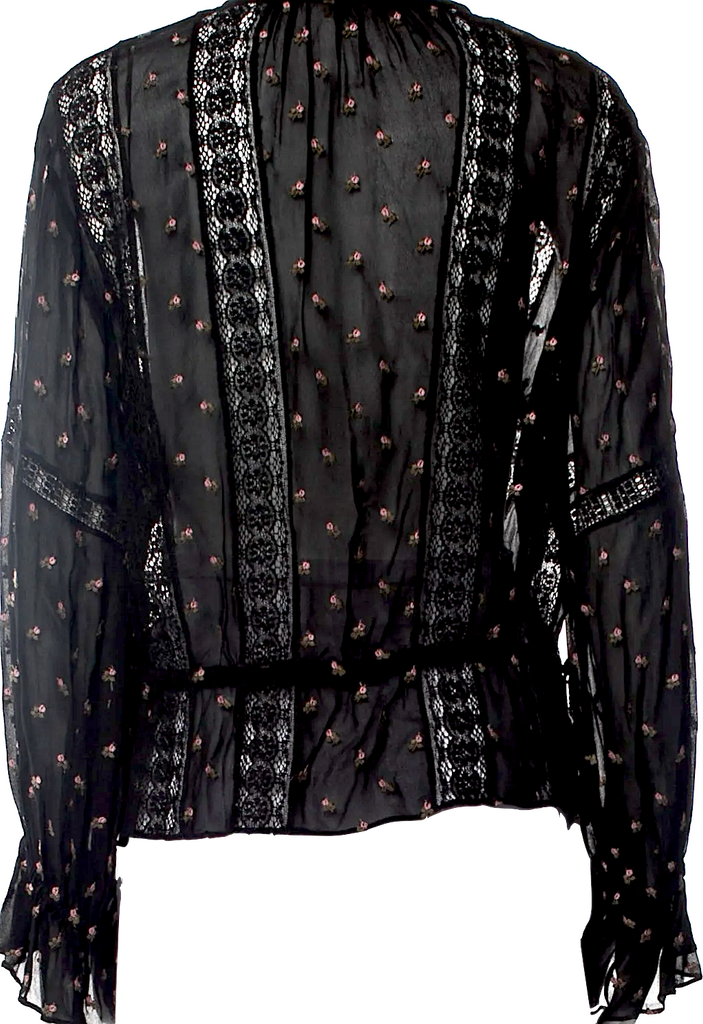 Ulla Johnson Black Viscose Lace Pattern Crew Neck Blouse
