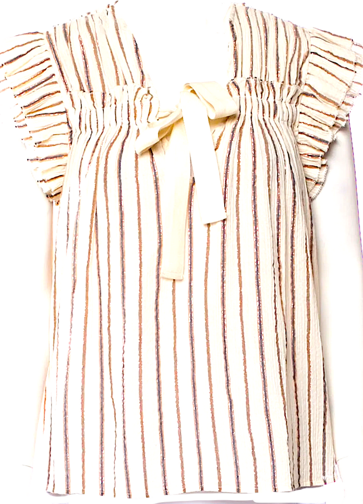 Ulla Johnson Striped Cotton Square Neckline Blouse