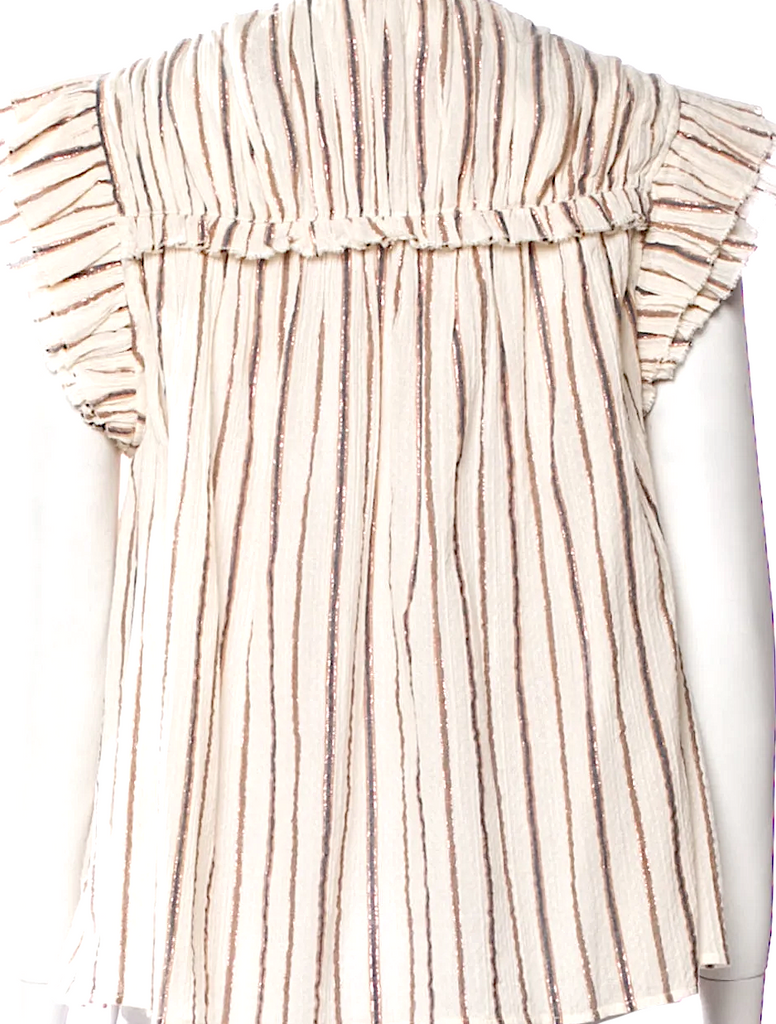 Ulla Johnson Striped Cotton Square Neckline Blouse