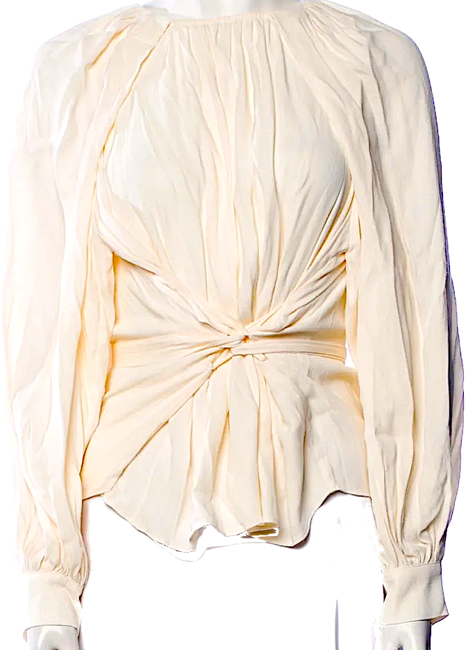 Ulla Johnson NY. Neutral Color Viscose Mock Neck Long Sleeve Blouse