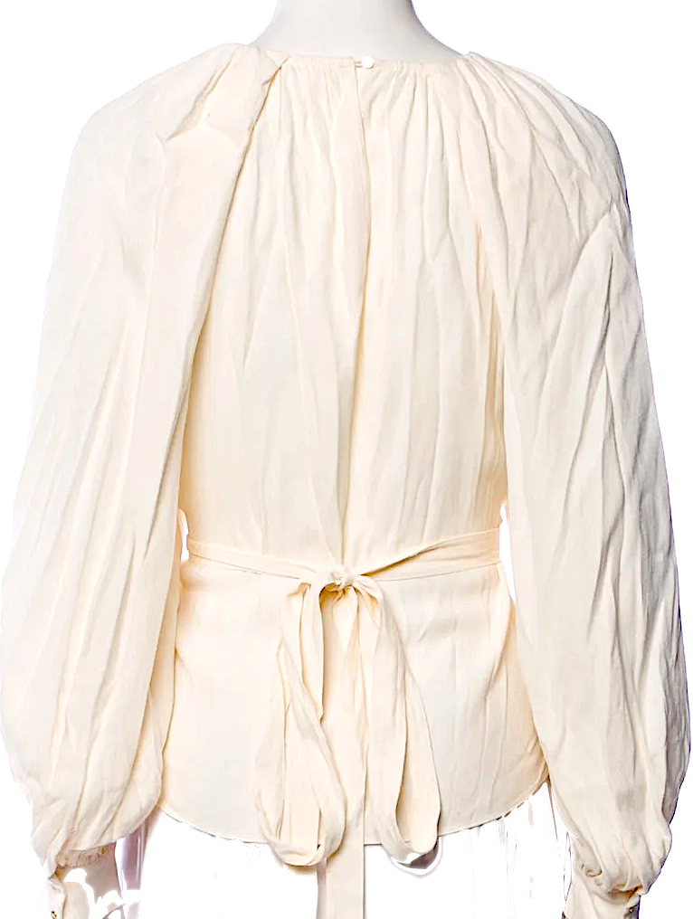 Ulla Johnson NY. Neutral Color Viscose Mock Neck Long Sleeve Blouse