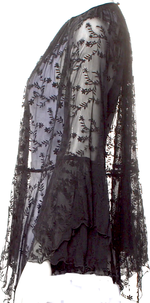 United Arrows JAPAN. Black Cotton/Nylon Floral Print Crew Neck Blouse