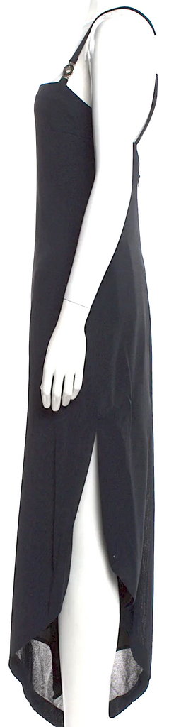 VERSACE Italy. VERSUS. Black Acetate Blend Square Neckline Long Slip Dress