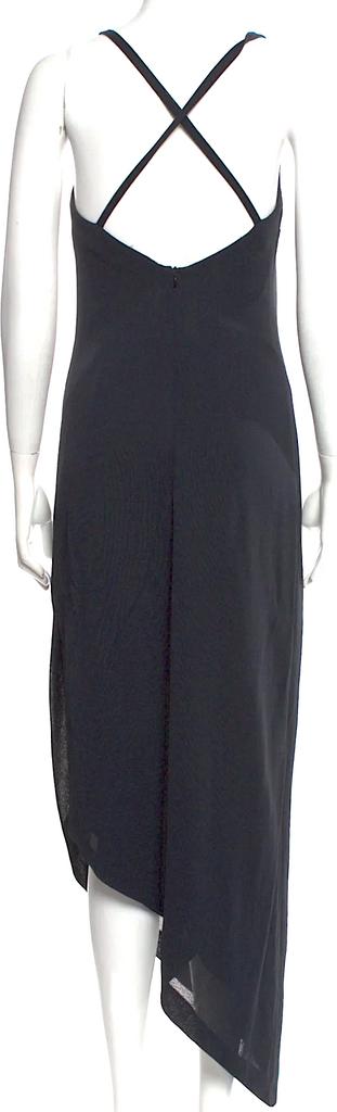 VERSACE Italy. VERSUS. Black Acetate Blend Square Neckline Long Slip Dress