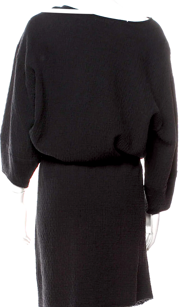 Black Crane. Black 100% Cotton Midi Length Dress