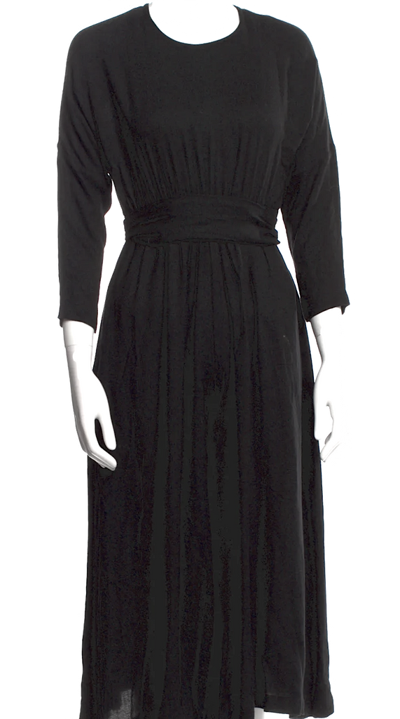 Black Crane. Black Rayon/Wool Jumpsuit