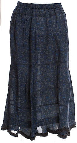 ENGINEERED GARMENTS Japan. Blue Cotton/Silk Blend Polka Dot Print Midi Length Dress