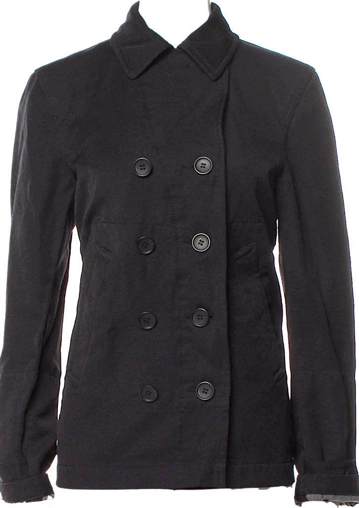Comme des Garçons BLACK JAPAN. Black Double Breasted Peacoat Jacket