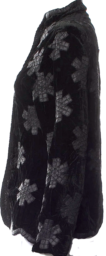 Yoshiki Hishinuma Japan. Vintage Printed Black Rayon Blend Jacket