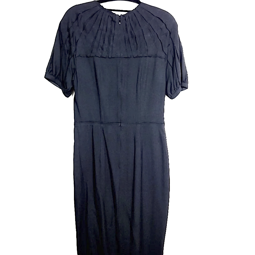 Prada ITALY. Black Cap Sleeve Midi Dress