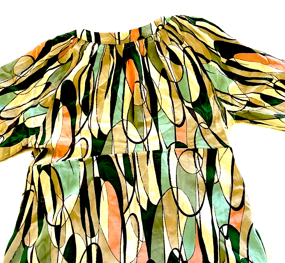 Marni ITALY. Multi-Color Abstract Graphic Print Top 3/4 sleeve
