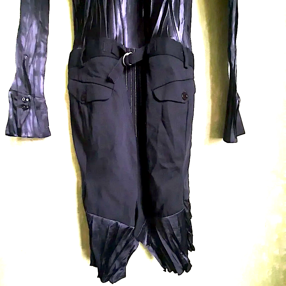 MARITHE + FRANCOIS GIRBAUD PARIS. Black Zip Up Collar Switching Dress