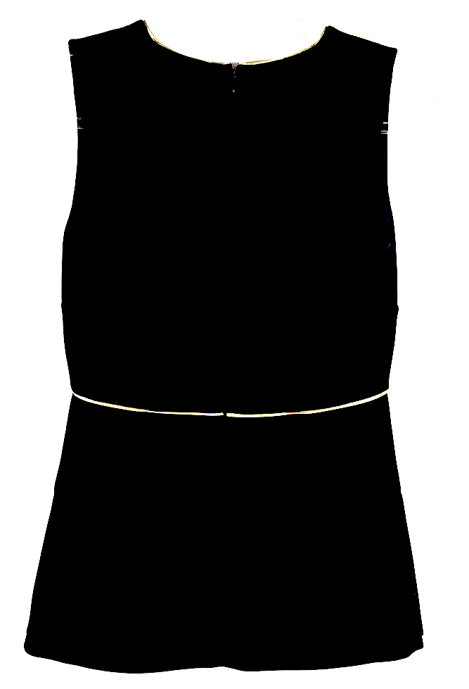 Marni ITALY. Black w/Gold Contrast Trim Sleeveless Tunic/Top