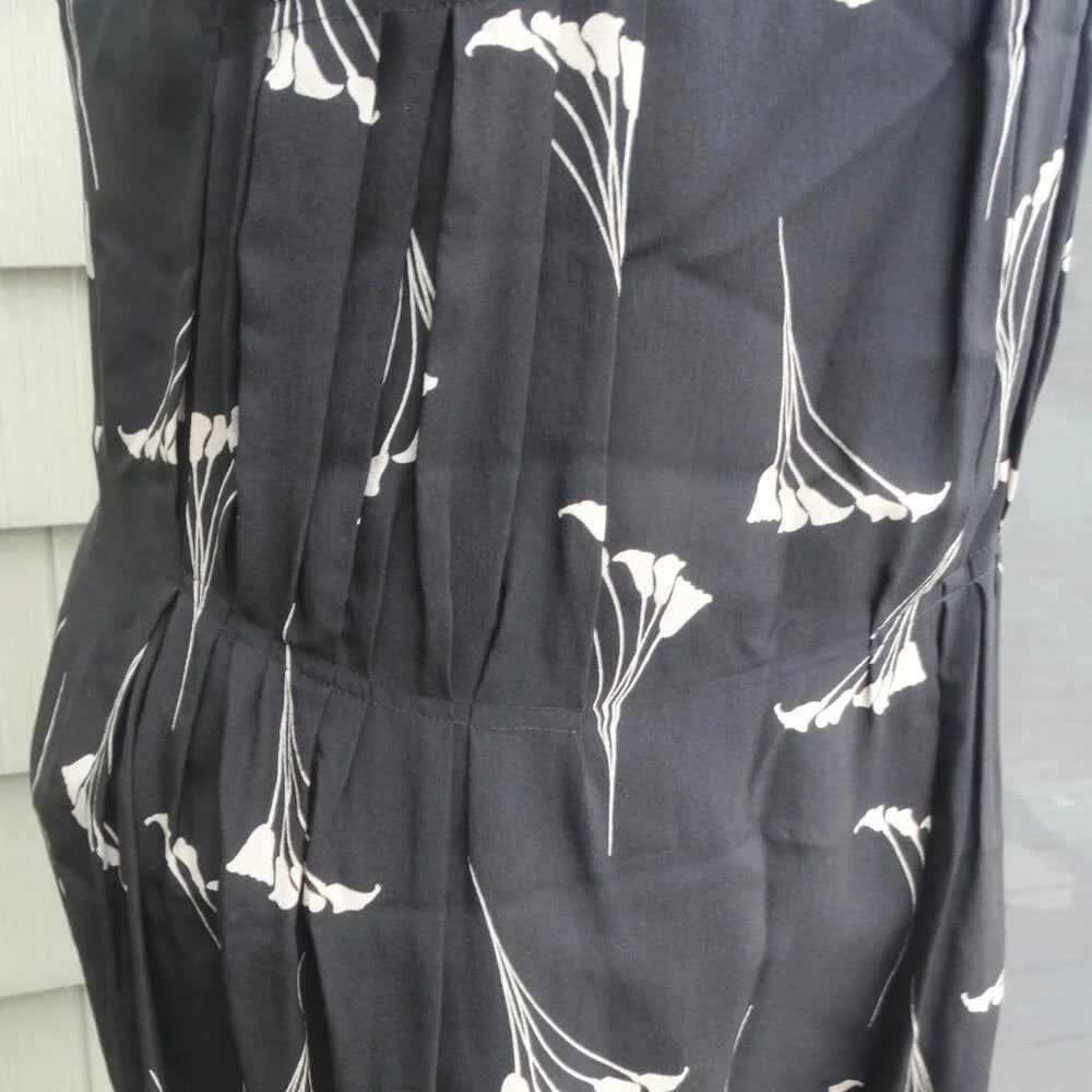 NINA RICCI PARIS. Black Silk Folded/Pleated
