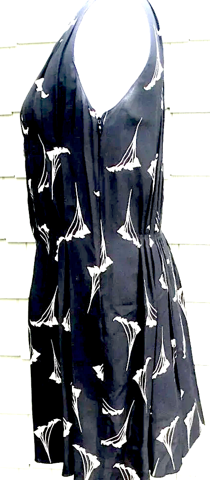 NINA RICCI PARIS. Black Silk Folded/Pleated
