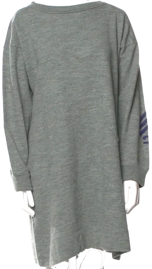 45RPM 45R. JAPAN. Grey knit Sweater Dress with Blue Stripes Accent