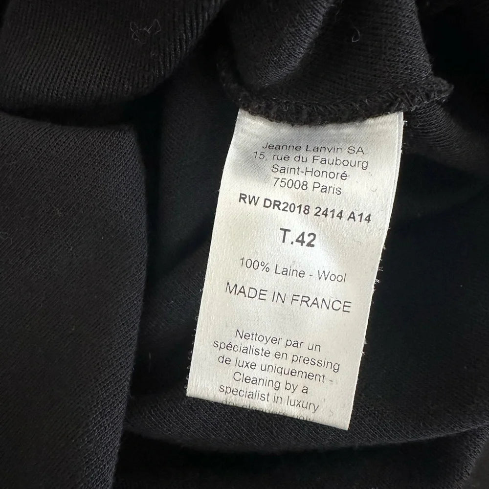 Lanvin Paris. 2014 Collection Black Wool Long Sleeve Dress