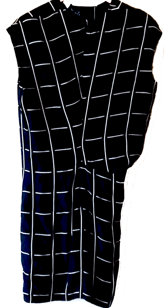 Lanvin PARIS. 2015 COLLECTION. Black Dress with Cream Windowpane Check