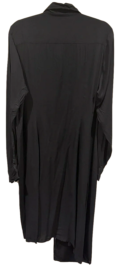 Ann Demeulemeester BELGIUM. Black Button-Down Waist Tie Long Shirt Dress