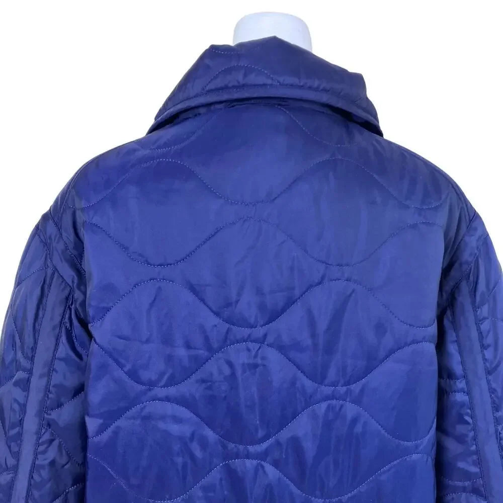 R45 45RPM JAPAN. Navy Quilted Jacket Snap Closure Patch Pockets Padded Coat