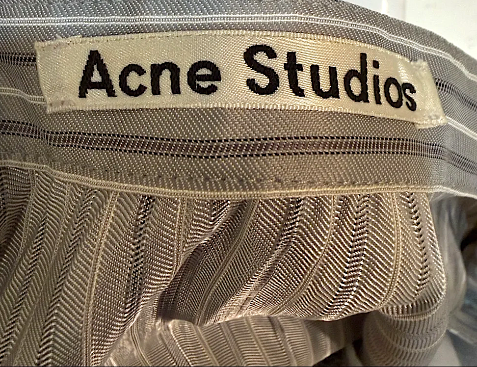 ACNE STUDIOS STOCKHOLM. Pleats Striped Asymmetrical Handkerchief Hem Skirt