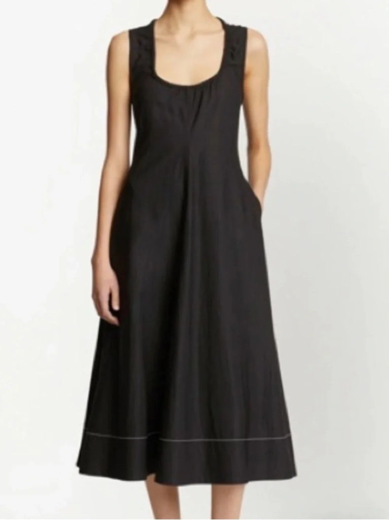 Proenza Schouler NY. White Label U Neck BLACK Sleeveless Flare Midi Dress
