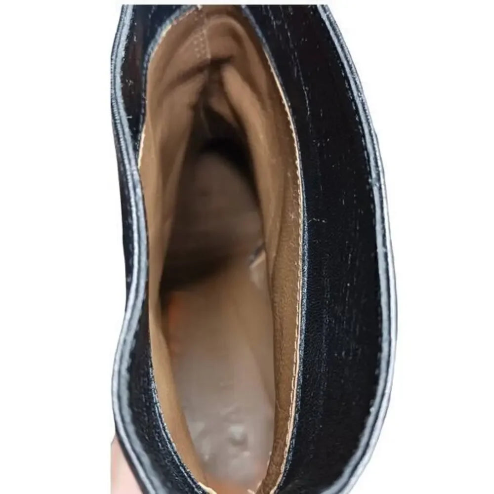 MARNI ITALY. Black Lambskin Leather Ankle Booties Moto Style Heeled Boots