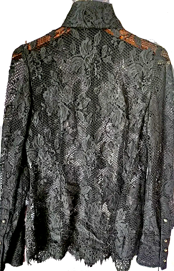 Dolce & Gabbana ITALY. Black Sheer Lace Button Down Long Sleeves Shirt/Top