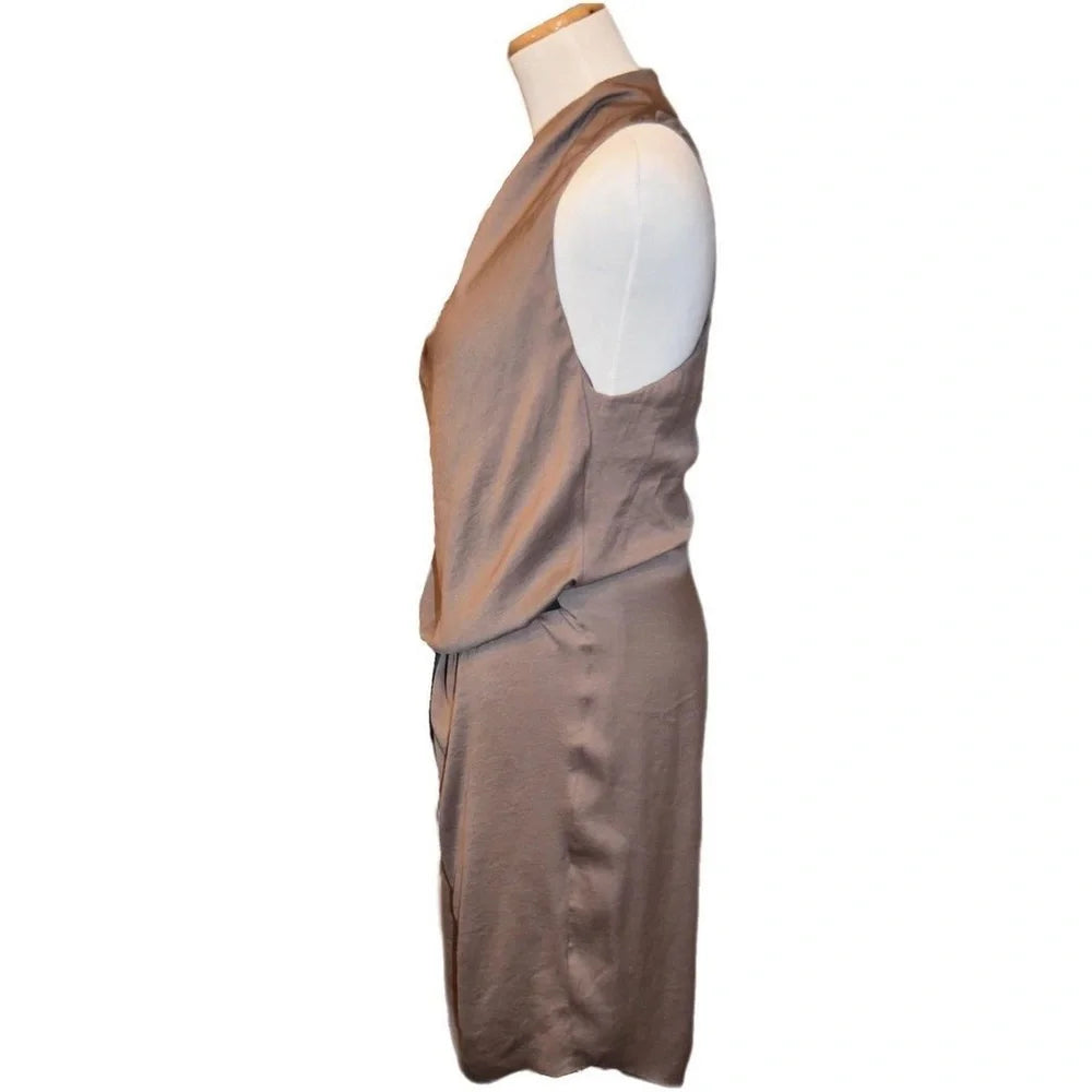 Helmut Lang NY. Gray/Blush undertone Asymmetric Racerback Dress