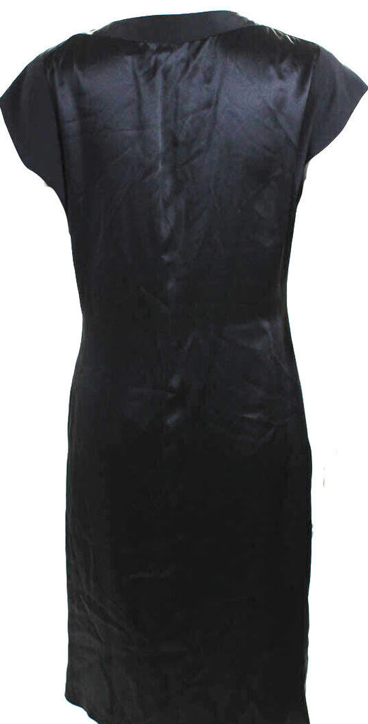 Alberta Ferretti Italy. "Philosophy" Black Satin Sleeveless Zip Up A-Line Dress