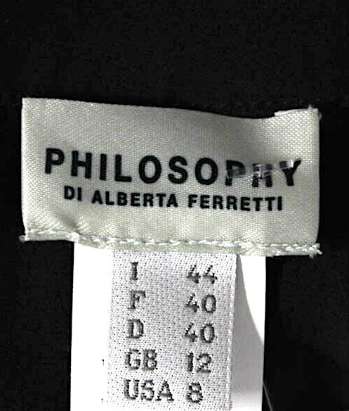 Alberta Ferretti Italy. "Philosophy" Black Satin Sleeveless Zip Up A-Line Dress