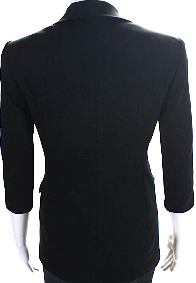 The Row NY. Black 3/4 Sleeve Collared Button Down 2 Pocket Lined  Blazer S