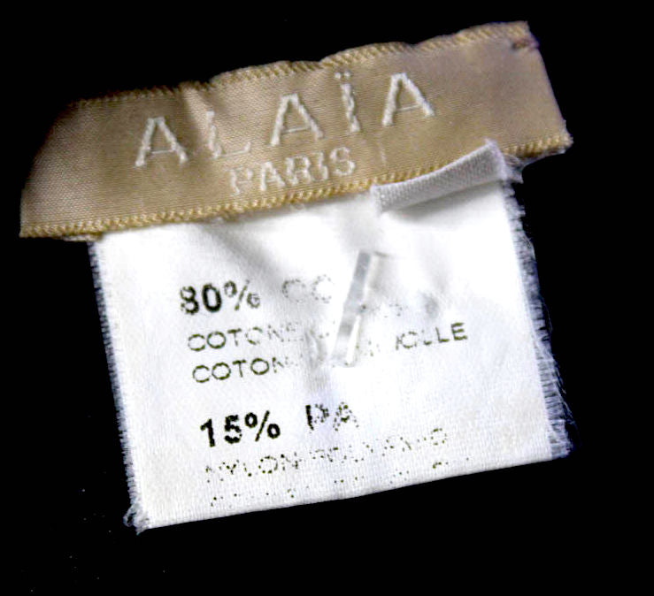 Azzedine Alaia Paris. Black Textured Knit Sheath Dress