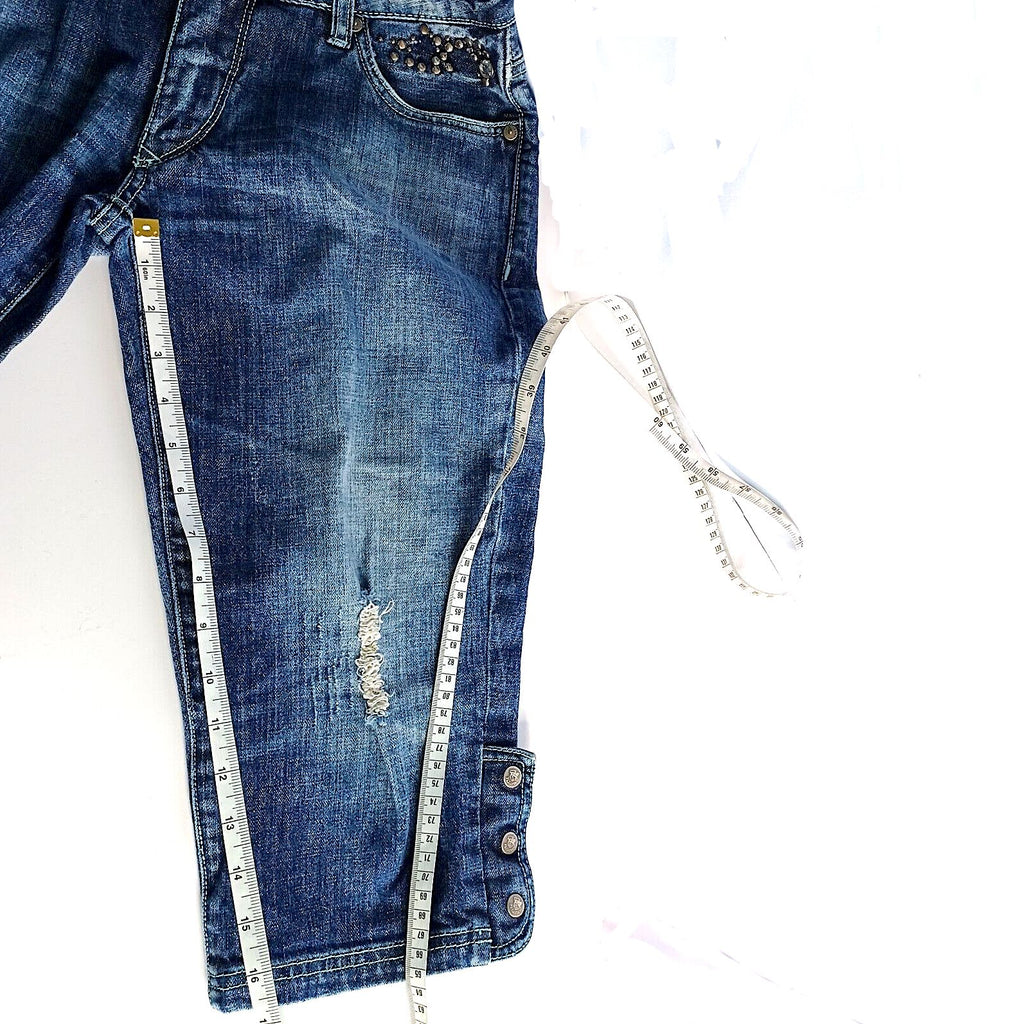 Parasuco Low Rise Embellished Distressed Capris Size 28