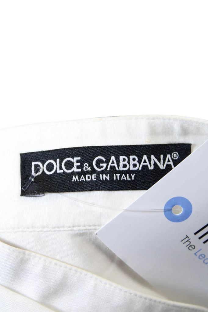 Dolce & Gabbana Italy. White Cotton Blend Collar Ruffle Detail Button Front Blouse