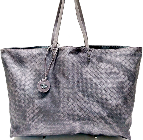 BALENCIAGA PARIS. Silver Leather Giant Handbag/Shoulderbag