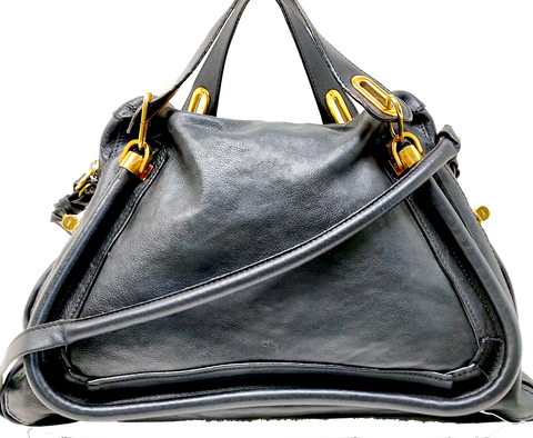 Chloe Paris. Black Pebble Leather Medium/Large Paddington Shoulderbag/Tote w/Lock