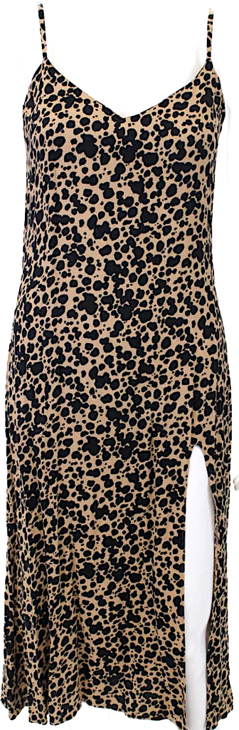 Reformation NY. Brown Spotted Adjustable V-Neck Sleeveless Maxi Dress