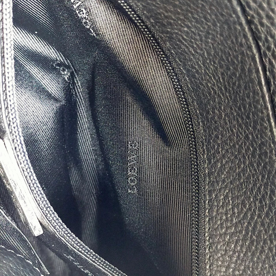 LOEWE MADRID. Black Pebbled Leather Silver Hardware Mini Shoulder Bag