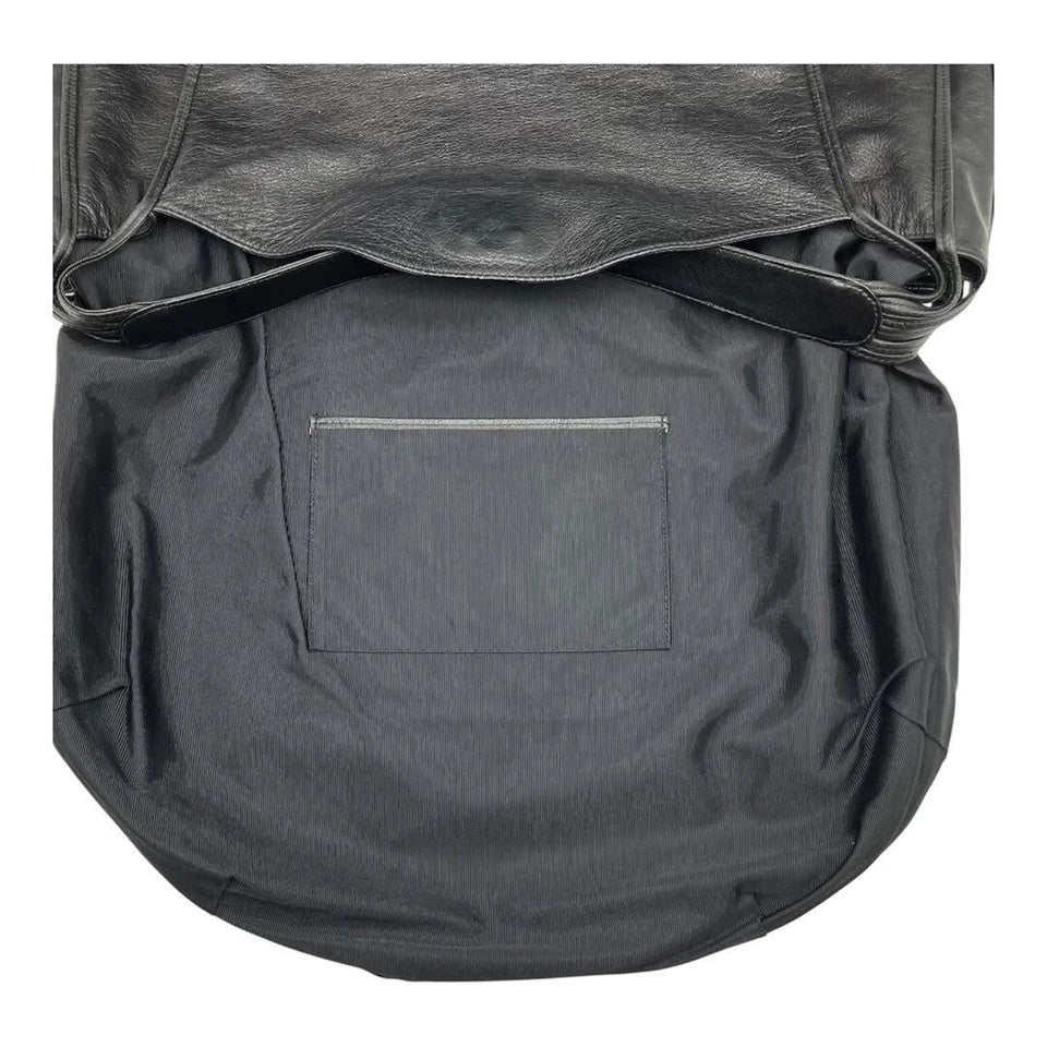 MICHIAMO JAPAN. Black Extra Large Hobo Style Lambksin Leather Shoulderbag