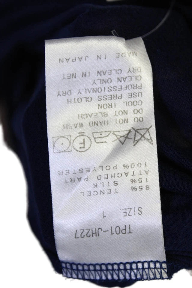 Toga Pulla Archives Japan. Blue/Beige Off Shoulder Mesh Trim Blouse