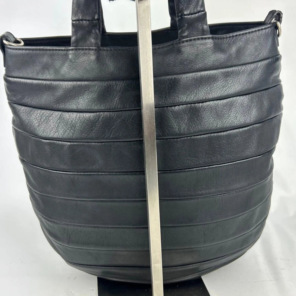KAWA KAWA JAPAN. Black Lambskin Quilted Leather Tote Bag / Shoulder Bag