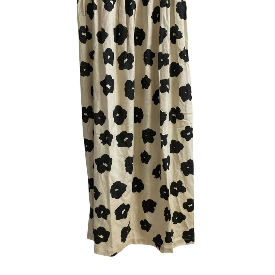 RITA ROW JAPAN. Beige, Black Pop Floral Sleeveless Print Dress