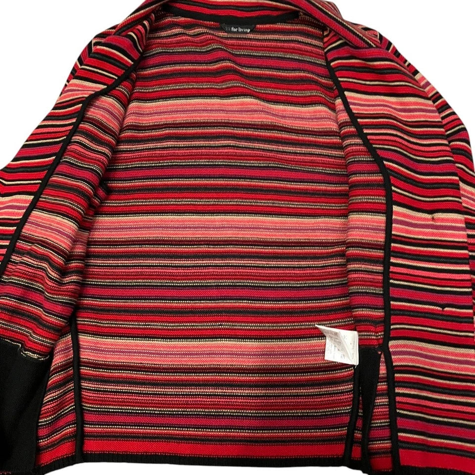 Y's for living Yohji Yamamoto Japan. Reds Multi-border Knit Jacket