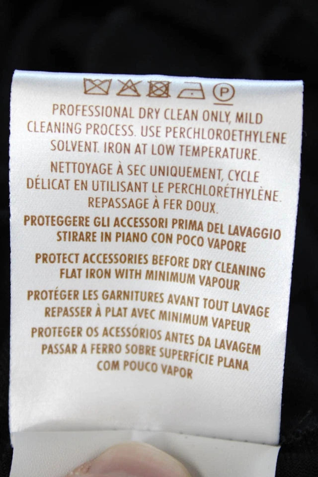 Gucci Italy. Black Viscose Crew Neck Embellished Waist Long Sleeve Dress