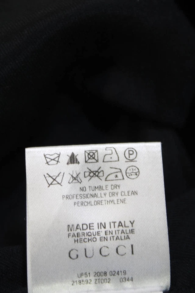 Gucci Italy. Black Cotton Zippered Belted Casual Mini Skirt