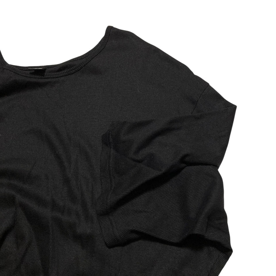 Y's Yohji Yamamoto Japan. Black Hem Layered Rib Knit Cut and Sew Dress