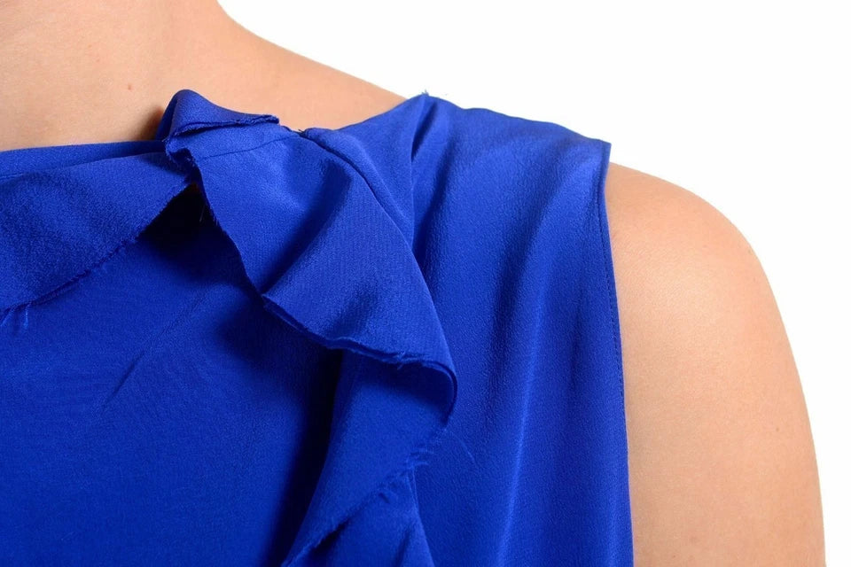 Maison Margiela PARIS. NEW. NWOT. "1" Women's 100% Silk Blue Sleeveless Blouse Top