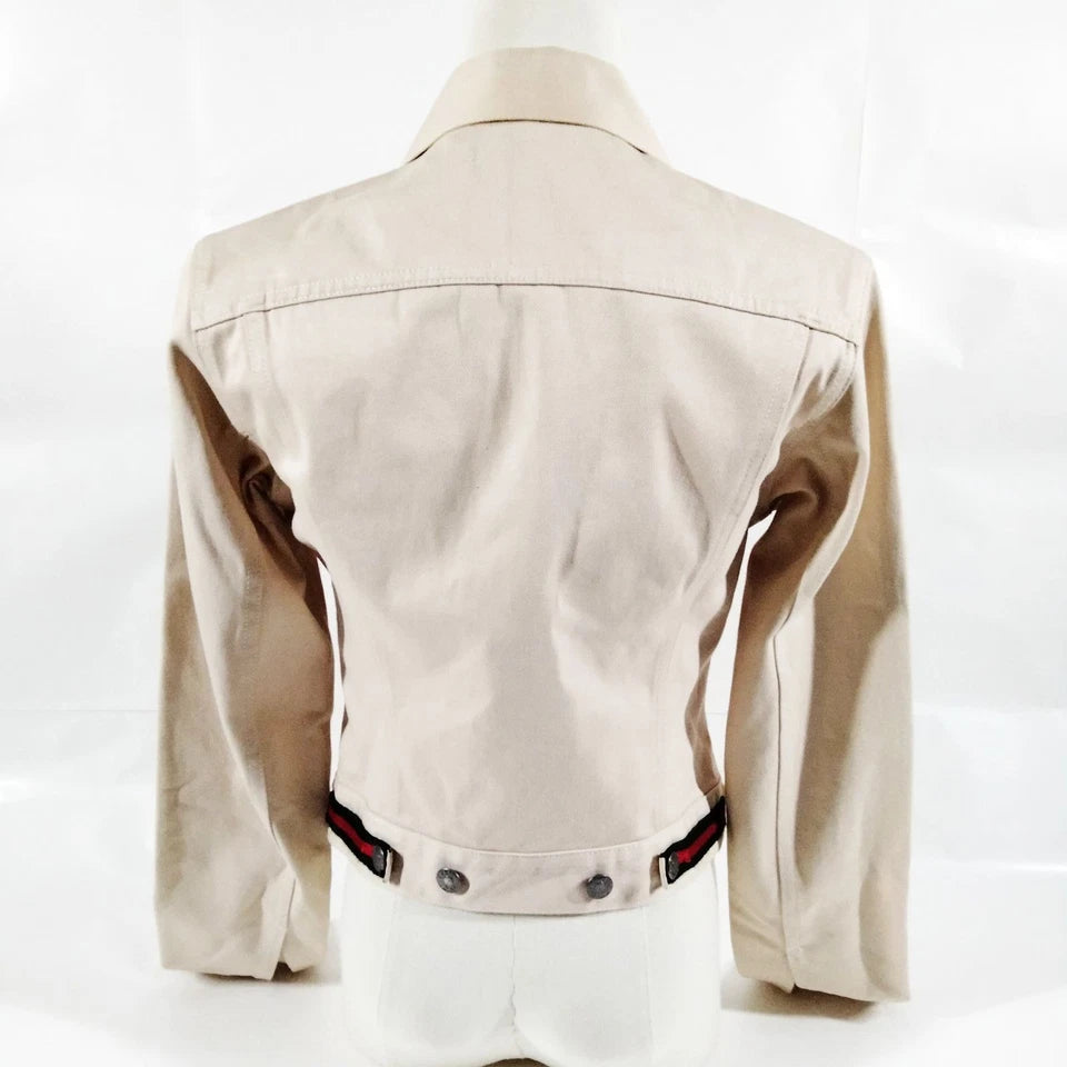Gucci Italy. Beige/Light Brown Cotton Jacket