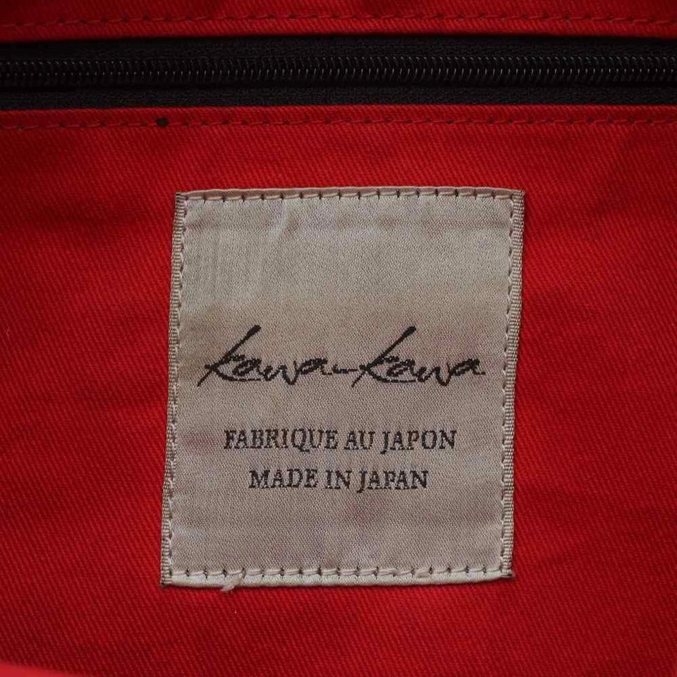 kawa-kawa Japan. Black Lambskin Leather Big Oversized Lucite Zipper, Red Lining Shoulder Bag